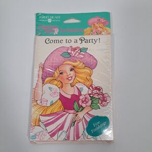 Peppermint Rose Party Invitations VTG American Greetings 8 Cards & Envelopes